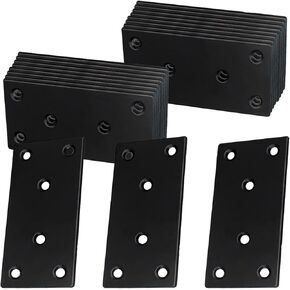 50-Pack Black Flat Mending Plates,Stainless Steel Straight Mending Plates,Heavy Duty Metal Brackets for Brace,Wood Furniture Fence Bookcase
