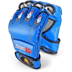 ZooBoo MMA Gloves, Half-Finger Boxing Fight Gloves MMA Mitts with Adjustable Wrist Band for Sanda Sparring Punching Bag Training (One Size Fits Most)