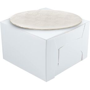 10" Combo Box Set - 10x10x5 White Cake Box with 10" White Round Drum 1/4"