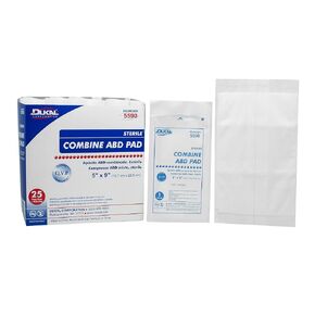Dukal 5590 Combine ABD Pad, Sterile, 5" Width x 9" Length, Pack of 400