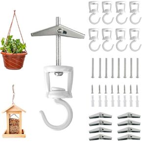 8 Set Ceiling Hooks for Plants, Screw-in Hooks with Screws, Hooks, Wall Mounted Hangers for Hanging Lamps Plant Bracket Bed Curtain (White)