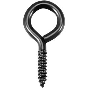 uxcell 0.15"x1.2" Screw Eye Hooks Self Tapping Screws Screw-in Hanger Eye-Shape Hooks Black 14pcs for Tie-Downs, Lifting and Securing Cables Wires