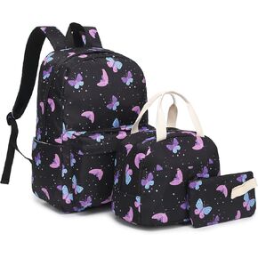 School Backpack for Teen Girls, 3-in-1 Kids Backpack Bookbag Set School Bags with Lunch Box Pencil Case