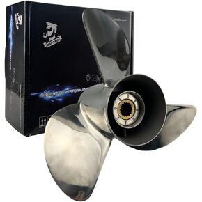Boatman OEM Prop 13 1/2x15 Stainless Outboard Propeller fit Yamaha Boat Engine 50-130 HP，15 Spline Tooth