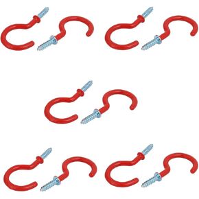uxcell 1-1/2 Inch Plastic Coated Screw-in Open Cup Ceiling Hooks Hangers Red 10pcs