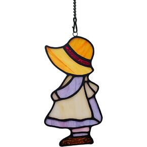 Stained Glass Little Girl Window Hanging Decor,Unique Girl Themed Gifts for Girls Friends Stained Glass Suncatcher,Girl Home Decor Gifts,Birthday Party Decorations