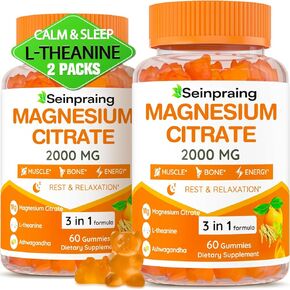Magnesium Gummies 2000mg for Adults - High Absorption Magnesium Citrate Gummies with Ashwagandha for Constipation, Muscle & Bone and Energy, Magnesium L-Theanine Supplement for Relaxation -120 Counts