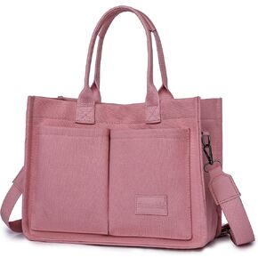 ALUWU Canvas Corduroy Tote Bag Casual Work Shoulder Handbags for Women Cute Purses