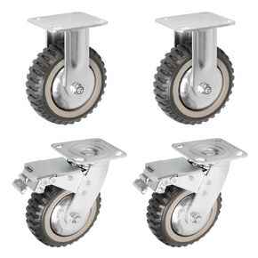 uyoyous 6 inch Caster Wheels Heavy Duty 4 Pack Anti-Skid Swivel Caster Load 1760 lbs Silent Ball Bearing Solid Wheel with 360° Rotation Top Plate (2 with Brakes& 2 without)