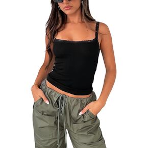 Women Spaghetti Straps Cami Top Sexy Backless Lacing Tank Top Cute Mini Vest Y2k Summer Going Out Tops