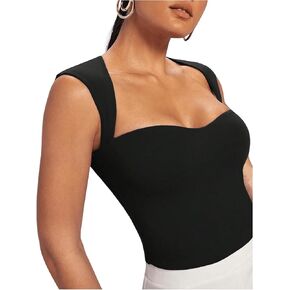 Floerns Women's Cut Out Back Sleeveless Tank Tops Sweetheart Neck Crop Top