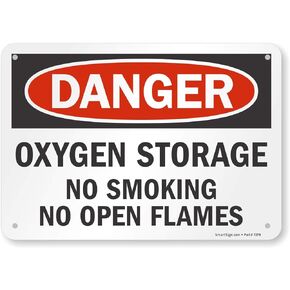 SmartSign - S-5904-PL-10 Danger - Oxygen Storage, No Smoking, Open Flames Sign By | 7" x 10" Plastic