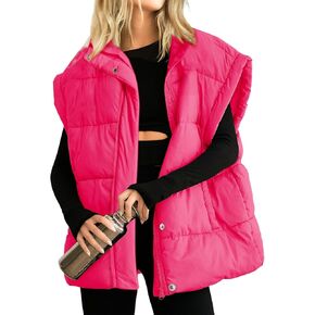 Ainangua Women's Puffer Vest Stand Collar Zipper Sleeveless Jackets Winter Lightweight Vests Warm Padded Jacket Coat