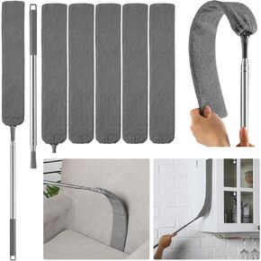 Mifoci 2 Pack Retractable Gap Dust Cleaner with Microfiber Dusting Cloths, Microfiber Duster with Extension Pole Dust Brush Gap Mop Under Refrigerator Cleaning Tool for Cleaning Dusting Fan Furniture