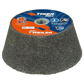 Weiler 68355 Tiger ZIRC Type 11 Flaring Cup Wheel, ZA16-Q, 5/3-3/4 x 2 x 5/8-11, Rim 1", Back 3/4", (Pack of 5)