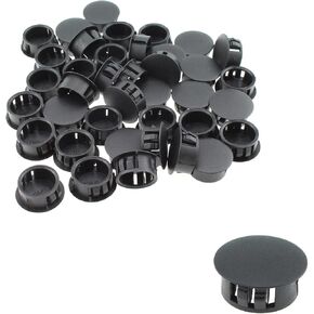 Maxmoral 40pcs 3/4" Flush Mount Black Plastic Body and Sheet Metal Hole Plug, Furniture Fencing Post Pipe Insert End Caps