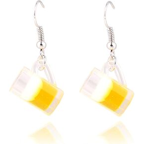 Lovely Beer Mug Dangle Earrings, Cute Beer Bottle Beer Can Drop Earrings for Women Girls Creative Party Jewelry