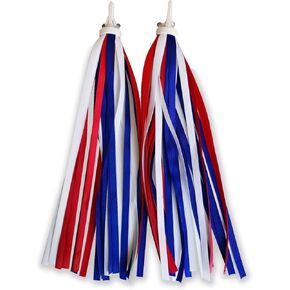 Kid's Bicycle Handlebar Streamers for 4th of July, Red White Blue Bright Ribbons Tassel Bicycle Handlebar