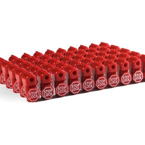 BETERTEK Peg Hook Stop Lock for Prevent The Sweep Theft of Displayed Products on A Wire Peg, Plastic Red 6mm Security Lock, Retail Shop Anti-Theft Display Slatwall Red Stop Lock