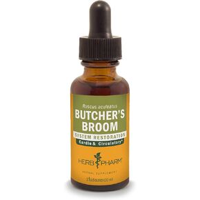 Herb Pharm Butcher's Broom Liquid ExtraCount for Cardiovascular and Circulatory Support, 1 Fl Oz