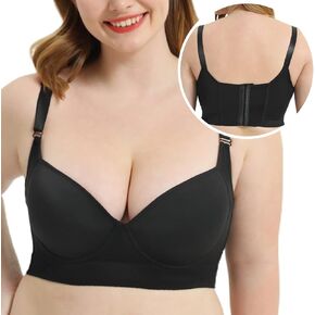 Deep Cup Bra Hide Back Fat Wide Band Back Smoothing Bras for Women Plus Size Push Up Bra Back Fat Full Coverage Bras