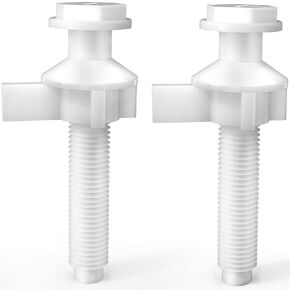 Universal White Plastic Toilet Seat Hinge Bolts and Nuts Replacement Kit for Top Mount Toilet Seat Hinges Durable Plastic Screws and Washers Ideal for Fixing and Securing Toilet Seats (2 Pack)