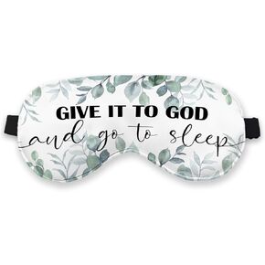 Give It to God and Go to Sleep Christian Eye Mask for Women Men Girls, Eucalyptus Leaf Silk Blackout Eye Mask for Sleep Travel Napping, Religious Sign Adjustable Straps Lightweight Sleep Mask in Kuwait