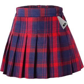 Toddler Little & Big Girl's High Waist School Uniform Elastic Waist Pleated Skirt with Shorts, US 2 Years - 14 Years