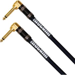 Mogami PLATINUM GUITAR-01RR Pedal Effects Instrument Cable, 1/4" TS Male Plugs, Gold Contacts, Right Angle Connectors, 11 Inch