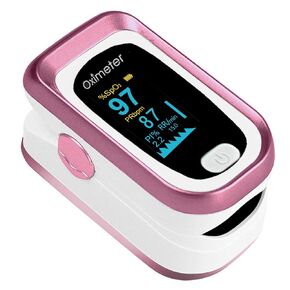 Pulse Oximeter Fingertip, Blood Oxygen Saturation Monitor with Heart Rate and Fast SpO2 Reading, Respiration Rate & Perfusion Index, OLED Screen with Portable Lanyard(Rose Gold)