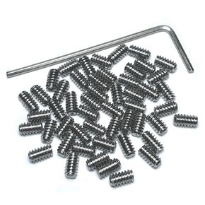 50pcs Set Screws 10-32 inch 304 Stainless Steel Allen Head Hex Hexagon Socket Set Screws with 3/32 Allen Wrench, (10-24 x 1/4)