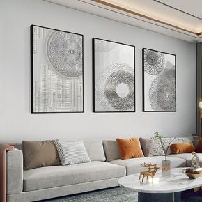 Wall art,3 Piece Wall Art,Large Wall Art,Wall Art for Living Room (Grey,16 "X 24" X 3 Pcs)