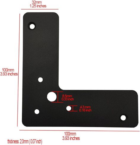 10x أقواس مسطحة على شكل حرف L، لوحات إصلاح مسطحة مقاس 4 بوصات، أقواس زاوية، أقواس زوايا لوحة إصلاح مسطحة، أقواس دعامة سرعة خفية للزاوية، تحميل 33 رطلاً، سمك 2 مم أسود in Kuwait