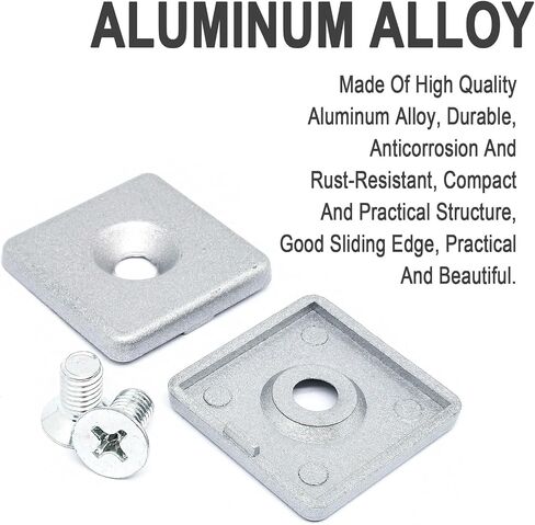 4set 2020 Series European Standard a 1/4""(6mm) Hole Profile End Cap with M6X12mm Mounting Screws,End Cap Cover for Aluminum Profile,Aluminum Extrusion t-Slot Accessories, Silver in Saudi Arabia