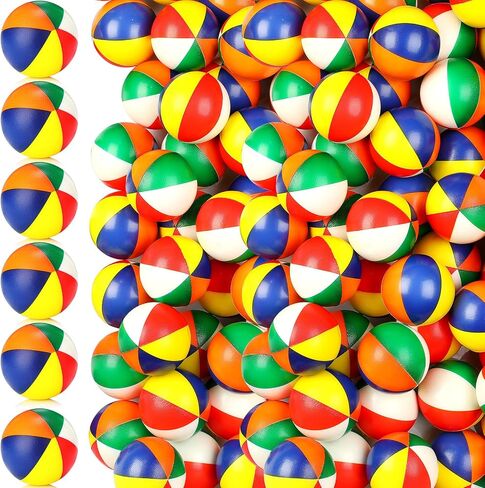 Jexine 150 Pcs Mini Beach Stress Balls Bulk, 2.5 inches Small Beach Balls Mini Rainbow Squeeze Balls Toys for Beach Party Favors Girls Boys Birthday Hawaiian Summer Water Games Supplies in Saudi Arabia