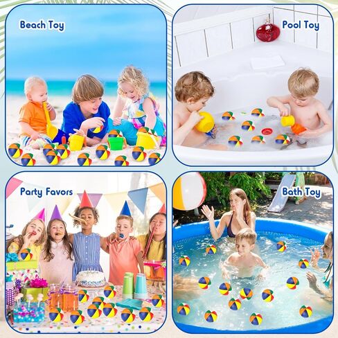Jexine 150 Pcs Mini Beach Stress Balls Bulk, 2.5 inches Small Beach Balls Mini Rainbow Squeeze Balls Toys for Beach Party Favors Girls Boys Birthday Hawaiian Summer Water Games Supplies in Saudi Arabia