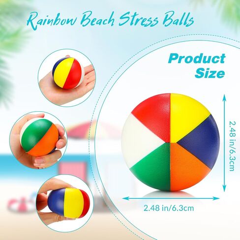 Jexine 150 Pcs Mini Beach Stress Balls Bulk, 2.5 inches Small Beach Balls Mini Rainbow Squeeze Balls Toys for Beach Party Favors Girls Boys Birthday Hawaiian Summer Water Games Supplies in Saudi Arabia