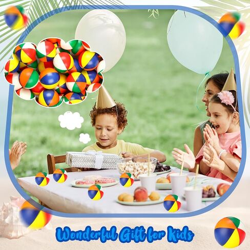 Jexine 150 Pcs Mini Beach Stress Balls Bulk, 2.5 inches Small Beach Balls Mini Rainbow Squeeze Balls Toys for Beach Party Favors Girls Boys Birthday Hawaiian Summer Water Games Supplies in Saudi Arabia