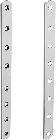 245x20x3mm(LxWxT) Flat Straight Brace Plate -2Pack- Good for Furniture Repairing - Stainless Steel Brace Plate - Silver Tone in Saudi Arabia