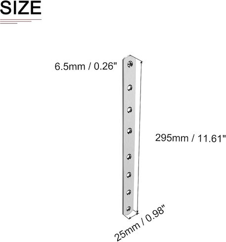 245x20x3mm(LxWxT) Flat Straight Brace Plate -2Pack- Good for Furniture Repairing - Stainless Steel Brace Plate - Silver Tone in Saudi Arabia