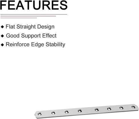 245x20x3mm(LxWxT) Flat Straight Brace Plate -2Pack- Good for Furniture Repairing - Stainless Steel Brace Plate - Silver Tone in Saudi Arabia