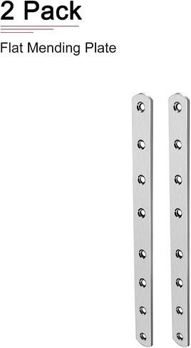 245x20x3mm(LxWxT) Flat Straight Brace Plate -2Pack- Good for Furniture Repairing - Stainless Steel Brace Plate - Silver Tone in Saudi Arabia