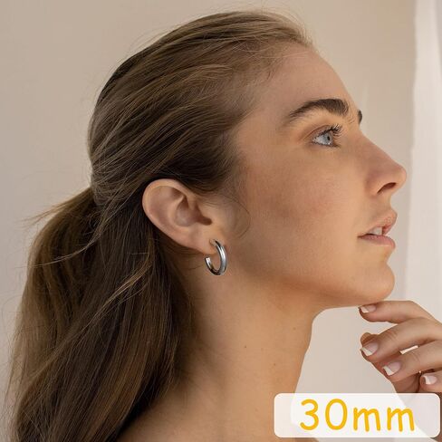 أقراط دائرية ذهبية مكتنزة للنساء 14K مطلية بالذهب خفيفة الوزن مجموعة أقراط صغيرة 20/30 ملم in Kuwait