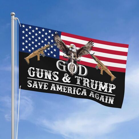 بنادق الله وترامب ينقذان أمريكا مرة أخرى 2024 علم لغرفة المراهقين أعلام مضحكة مزدوجة الجوانب ديكور جدار للشاطئ 3x5 قدم، بنادق الله وترامب ينقذان أمريكا مرة أخرى 2024 نسيج لغرفة النوم in Kuwait