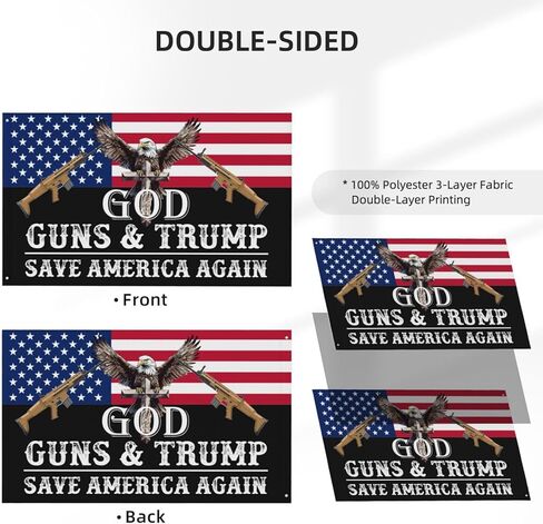 بنادق الله وترامب ينقذان أمريكا مرة أخرى 2024 علم لغرفة المراهقين أعلام مضحكة مزدوجة الجوانب ديكور جدار للشاطئ 3x5 قدم، بنادق الله وترامب ينقذان أمريكا مرة أخرى 2024 نسيج لغرفة النوم in Kuwait