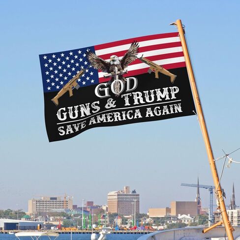 بنادق الله وترامب ينقذان أمريكا مرة أخرى 2024 علم لغرفة المراهقين أعلام مضحكة مزدوجة الجوانب ديكور جدار للشاطئ 3x5 قدم، بنادق الله وترامب ينقذان أمريكا مرة أخرى 2024 نسيج لغرفة النوم in Kuwait