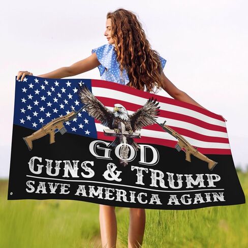 بنادق الله وترامب ينقذان أمريكا مرة أخرى 2024 علم لغرفة المراهقين أعلام مضحكة مزدوجة الجوانب ديكور جدار للشاطئ 3x5 قدم، بنادق الله وترامب ينقذان أمريكا مرة أخرى 2024 نسيج لغرفة النوم in Kuwait