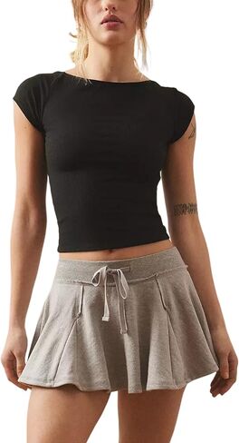 Lentta Women's Summer Mini Skort Cotton Athletic Adjustable Waistband Skirt & Inner Shorts with Pocket in Saudi Arabia