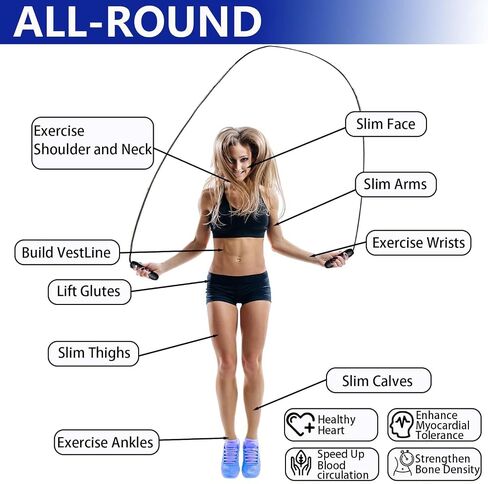 Adjustable Weighted Jump Rope, 9ft Long Tangle-Free Rapid Speed Jumprope for Fitness Exercise Workout Home Gym Double Dutch Crossfit, Battle Skipping Jumping Rope for Women Kid Men Girl Tall Boy in Saudi Arabia