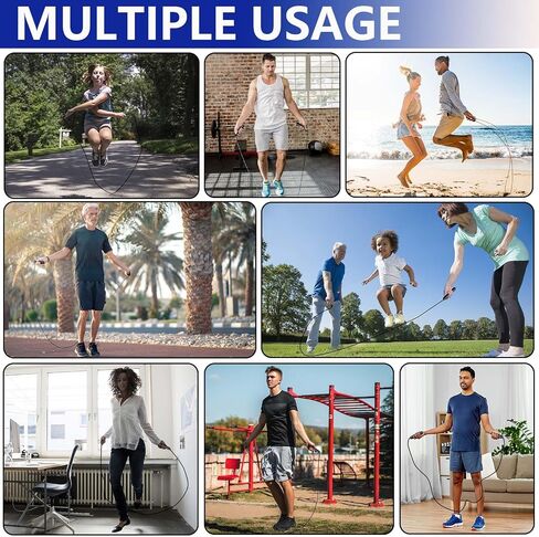 Adjustable Weighted Jump Rope, 9ft Long Tangle-Free Rapid Speed Jumprope for Fitness Exercise Workout Home Gym Double Dutch Crossfit, Battle Skipping Jumping Rope for Women Kid Men Girl Tall Boy in Saudi Arabia